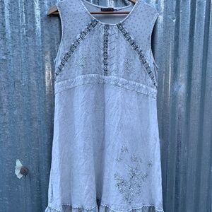 Vintage fairy grunge embroidered mini dress